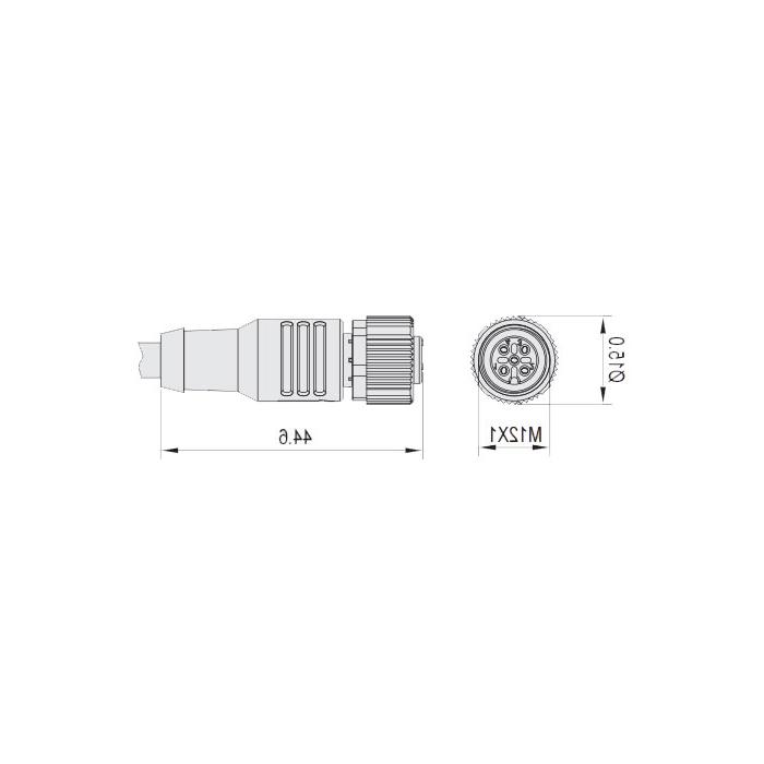 M12 4Pin、公头直型、带LED灯、单端预铸电缆、防焊渣PUR材质、黄色护套、64T313-XXX